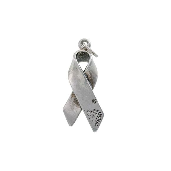 Vintage Sterling Silver 925 Awareness Ribbon Pendant - Picture 2 of 4
